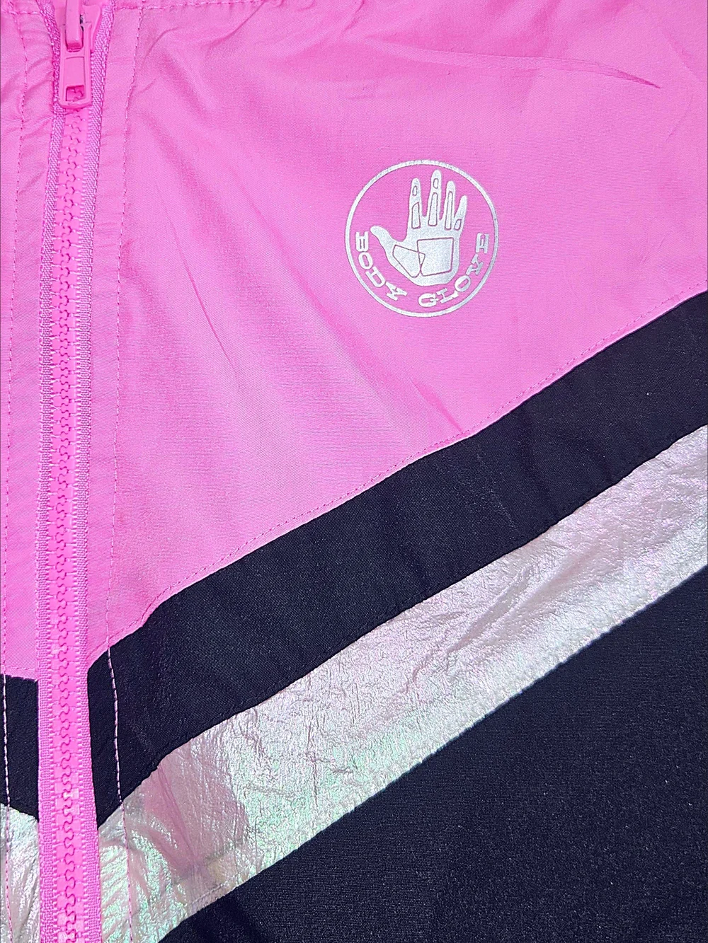 Body Glove Kids Pink and Black Hooded Windbreaker with Reflective Stripe 12